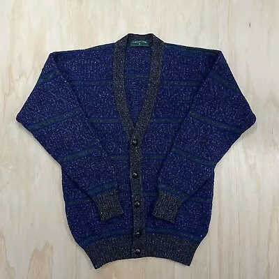 Embassy Row 100% Shetland Wool Sweater Cardigan Mens Large Made In England Blue • $25.49