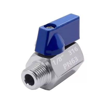 1/8  Mini Ball Valve 316 Stainless Steel Female X Male NPT Thread Shut-Off V... • $18.22