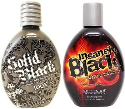 Millennium Tanning Indoor Tanning Bed Lotion SOLID BLACK + INSANELY BLACK • $57.95