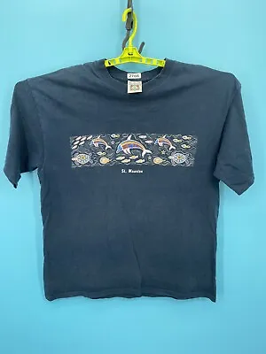 VTG Yacht Club Shirt Mens XL Navy Blue St Maarten Dolphin Print 90s 2000s Size • $12.99