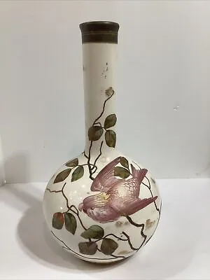 Vintage Royal Bonn Franz Mehlem Hand Painted Bird Vase 12” • $145