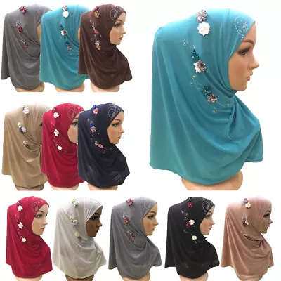 Women Hijab Instant Prayer Scarf Shawl Muslim Turban Amira Headscarf Stole Arab • $9.30