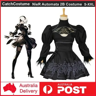 Anime Game NieR Automata 2B Cosplay Costume Black Lolita Dress Party Outfits • $72.99