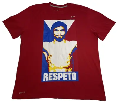 Nike Men’s Dri Fit Manny Pacquiao “Respeto” Red Boxing T-Shirt Size XL • $39.89