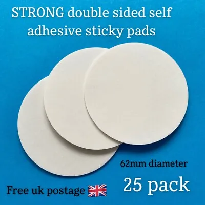 £0.99 • Buy Double Sided Sticky Pads Self Adhesive Extra Strong White Discs Round 25 Pack