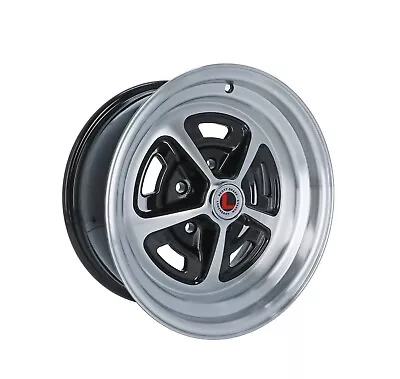 Mustang Wheel Magnum 500 5 Lug 15x7 Gloss Black 64 1965 66 67 68 69 70 71 72 73 • $203.95