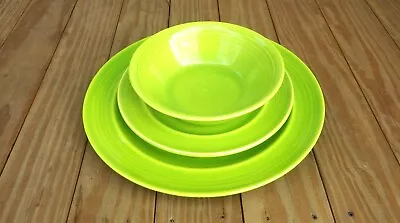 Metlox Colorstax Fern Green Service For 7 Dinner Plates Salad Plates And Bowls • $195