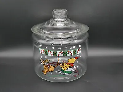 Winnie The Pooh & Tigger Cookie Jar Christmas Anchor Hocking Vintage Disney 8.5  • $22
