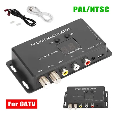 UHF TV LINK RF Modulator AV To RF Video Converter Adapter   IR CATV PAL NTSC • $16.81