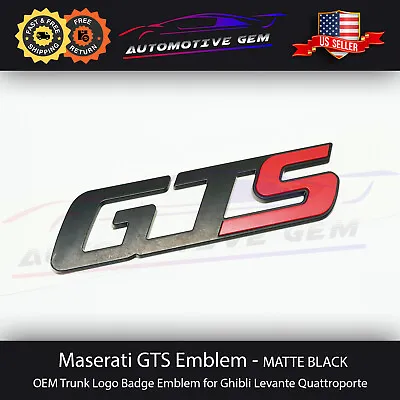 Maserati GTS Emblem Matte Black Logo Trunk Emblem Badge Ghibli Quattroporte OEM • $24.99