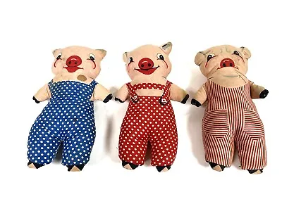 Vintage 1950's Three Little Pigs Plush Toy Cloth Doll Set Story Book Dolls • $20.81
