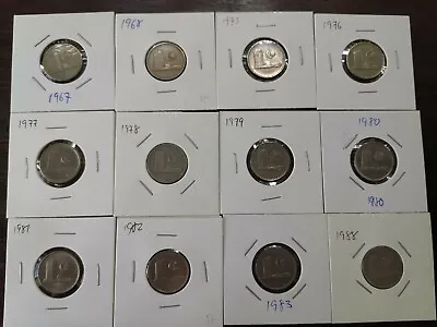 Malaysia 1st Series 10 Sen (cents) Coins 1967-1988 12 Pcs Except 1971 (VF-EF) • $28