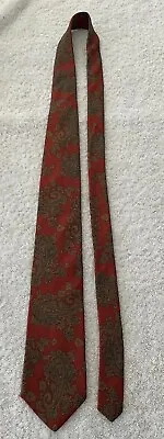 Van Heusen Mens Red & Brown Paisley 100% Silk Tie • $6.99