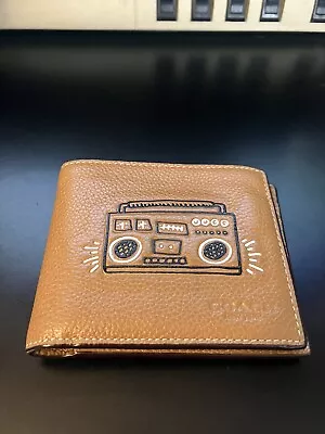  COACH KEITH HARING COLAB Billfold Wallet Boombox Tan Brown Leather New RARE • $99.99