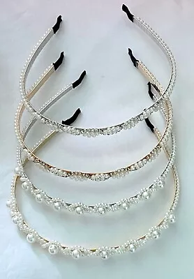 £3.99 • Buy Pearl Diamante Crystal Alice Hair Band Headband Wedding Bridesmaid Party Prom