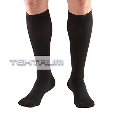 Tektrum (1 Pair) Knee High Firm Compression Socks 23-32mmHg- Closed Toe Black • $17.95