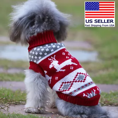 $6.99 • Buy Dog Warm Xmas Sweater Christmas (Size Small) Deer Red Holidays Cat Pets Clothes 