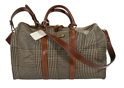 Vintage Polo Ralph Lauren Houndstooth Coated Canvas Leather Duffle Bag New • $449.10