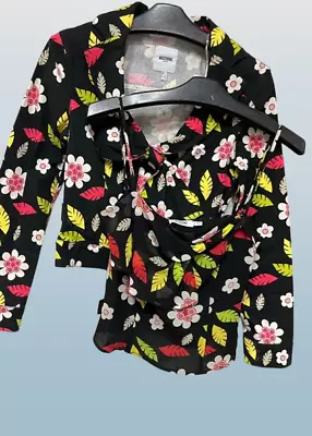 MOSCHINO Logo Floral Jacket & Camisole 2 Piece Set Black Size M [Used]  • $198.99