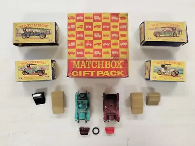 Vintage 1960s Matchbox Gift Pack Box + 4 Models Of Yesteryear Boxes 2 Cars Parts • $0.99