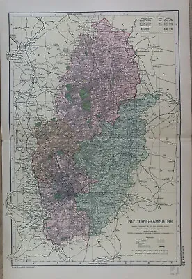 1895 Nottinghamshire Original Antique County Map By G.W. Bacon • £19.99