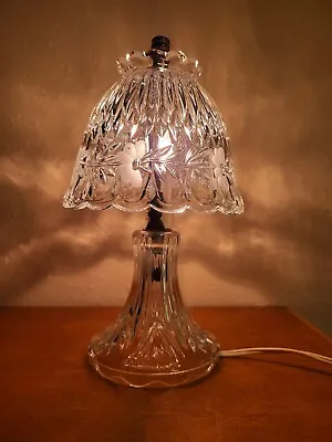 Vintage Underwriters Laboratories Table Lamp Boudoir Clear Cut Crystal Frosted • $34.99