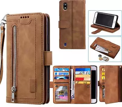 Zte Blade A7 2019 All In One Suede Wallet Case Front Zip Lanyard • $13.50
