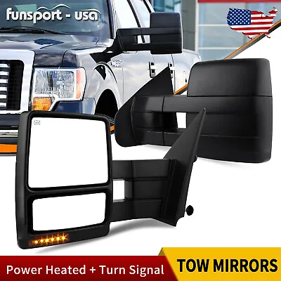 Power Heated Tow Mirrors For 2007-2014 Ford F-150 Pickup Puddle Signal Light • $120.89