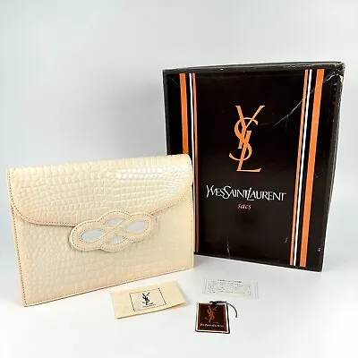 Yves Saint Laurent Clutch Hand Bag Purse Leather Vintage Auth 347 • $149