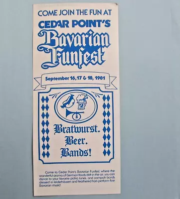 1981 ~ Cedar Point Amusement Park ~ BAVARIAN  FUNFEST Advertising Card ~ German • $12
