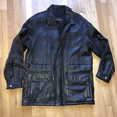 ONE OWNER Vintage London Fog Men’s Black Leather Coat Jacket LARGE • $54.50