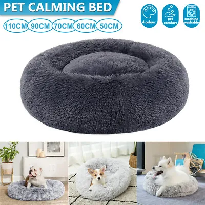 Dog Cat Pet Calming Bed Warm Soft Plush Round Nest Comfy Sleeping Kennel Cave • $11.99