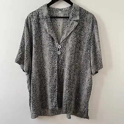 £16.99 • Buy Vintage Womens Blouse Shirt Top Size 18 Grey Black Animal Snakeskin Style Ladies