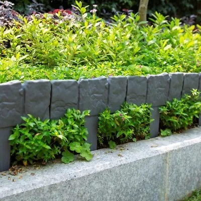 40 Garden Lawn Cobbled Stone Effect Plastic Edging Plant Border Simply Hammer In • £8.44