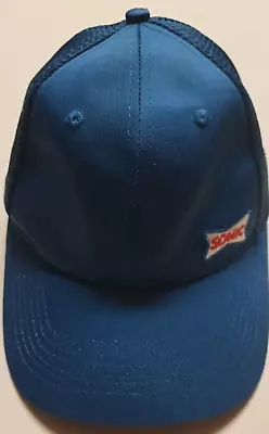 Sonic Drive In Employee Adjustable Snapback Trucker Blue Hat Cap PICS Free Ship • $12