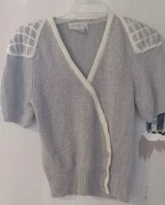 Nannell Vintage Sweater Gray Crochet Sz M • $35