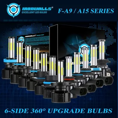 6-sides LED Headlight Fog Bulbs White H13 H11 9005 9006 H4 9007 H7 9012 Canbus • $25.99