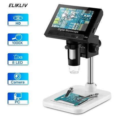 Elikliv Digital Microscope 1000X 4.3'' LCD Screen Jewelry Loupe Coin Magnifier • $43.99