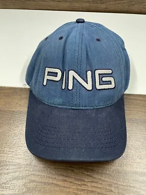 VINTAGE Ping Play Your Best Blue Hat Cap Golfing Strap Back Made In USA • $24.99