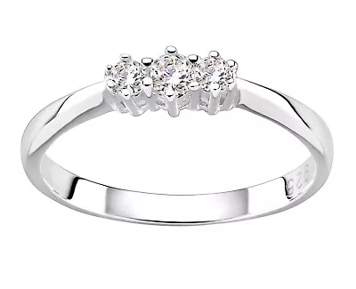 £12.95 • Buy Sterling Silver 0.25ct 3 Stone Engagement Ring Size J To U - Simulated Diamond
