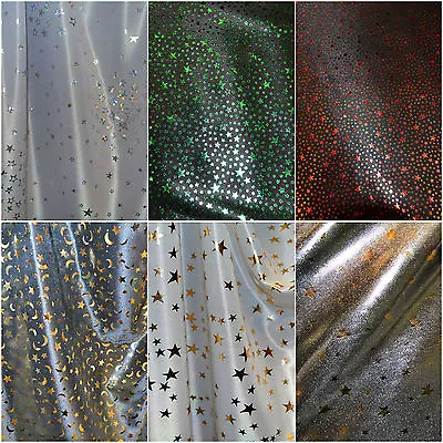 Twinkle Small/Medium Stars Fabric Polyester Jersey Material Craft & Dance Fabric • £6.99