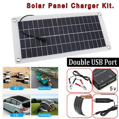 Solar Panel 12 Volt Trickle Battery Charger Dual USB For Caravan Car Van RV Kit • £14.99