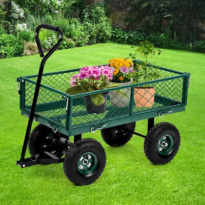 Garden Cart Utility Steel Dump Garden Cart Outdoor Lawn Wagon Max 400 Lbs Load  • $89.78