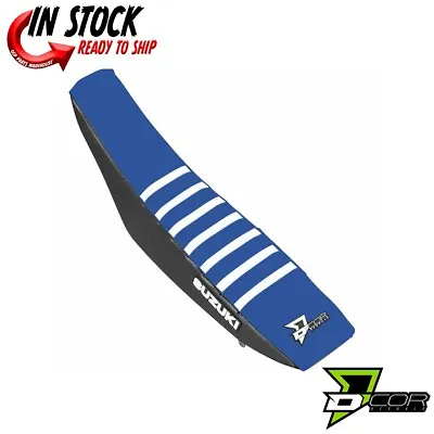 D'COR Seat Cover Black/Blue White Ribs Suzuki RM85 RM 85 2002-2021 • $69.95