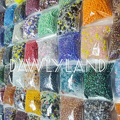 2lbs+ SEED BEADS BULK LOT • SOLID COLOR UNIQUE MIX GEMSTONE PEARL CRYSTAL Etc • $10