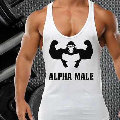 Alpha Male Gym Vest Stringer Bodybuilding Muscle Training Top Fitness Singlet • £8.99