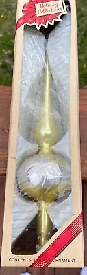 Vintage Christmas Classics Hand Decorated Glass Tree Topper Yellow & Silver • $26.95