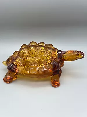 Vintage L.G. Wright Glass Amber Knobby Back Large Turtle Covered Dish Retro MCM • $145