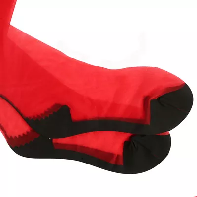 1 Pr Seamed Silky Sheer Nylons Stockings W/Point Heel 10-11Lx35  Red/Blackfoot • $4.99