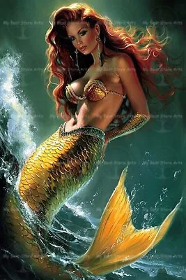 MERMAID FINE ART PRINT Wall Decor Sea Siren Poster Magical Ocean Artwork C798 • $7.95